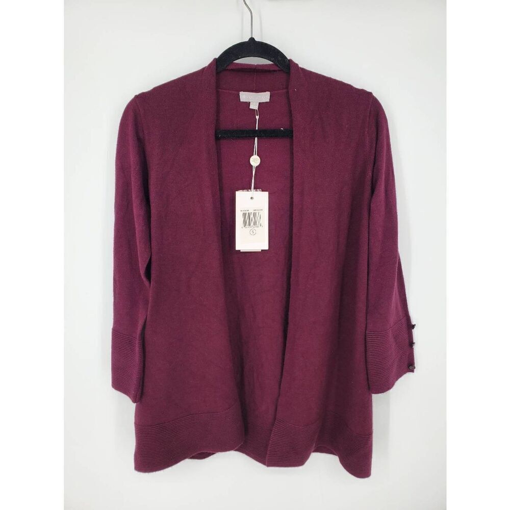 Evolution‎ By Cyrus Sweater NWT Womens Open Cardigan Ancho Chile Burgundy Small